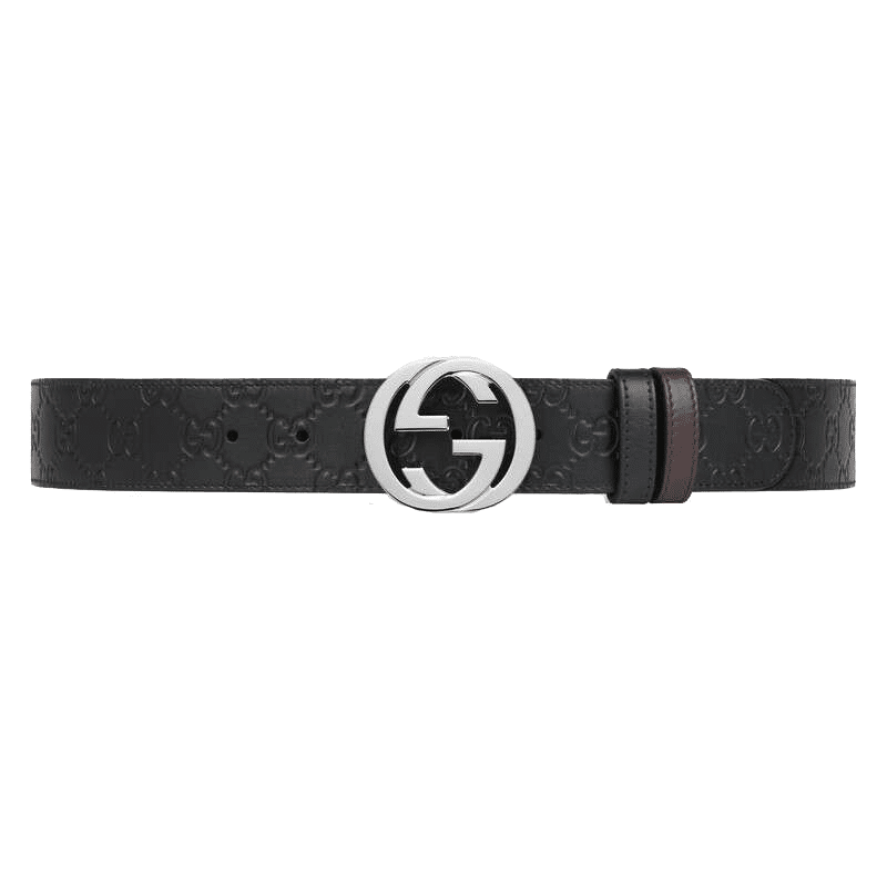 Gucci Black Signature / Brown Leather Reversible Belt