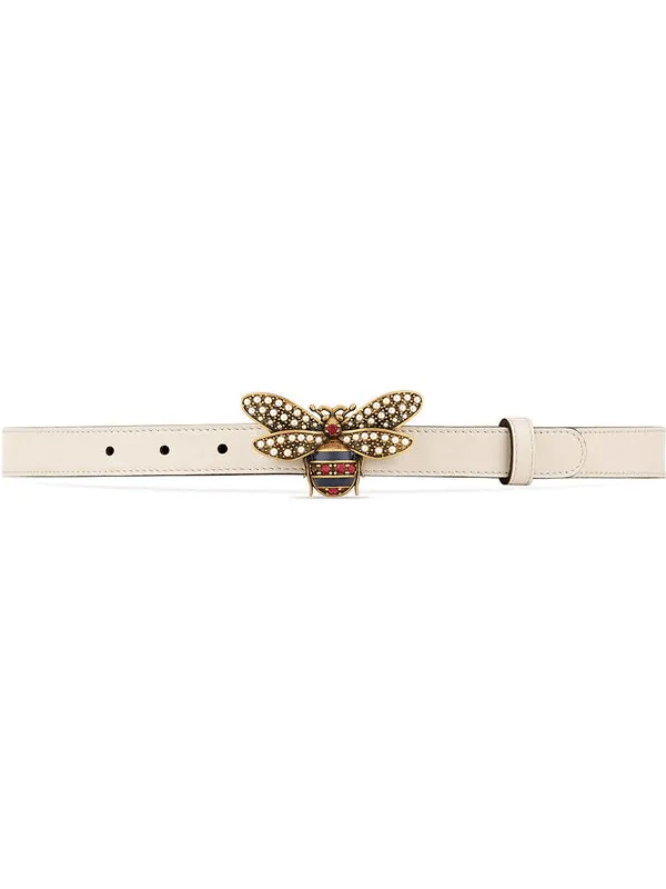 Gucci Queen Margaret Leather Bee Belt