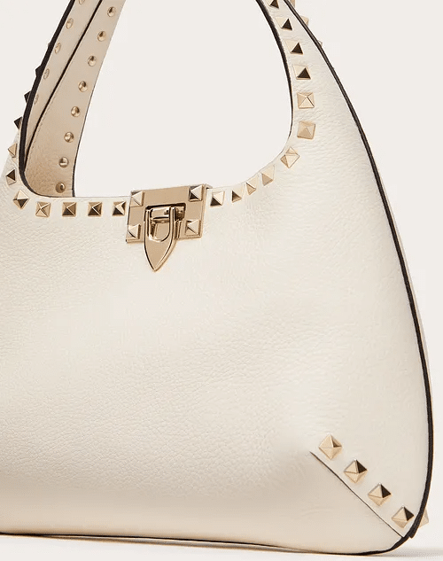 Valentino Small Rockstud Grainy Calfskin Hobo Bag