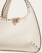 Valentino Small Rockstud Grainy Calfskin Hobo Bag