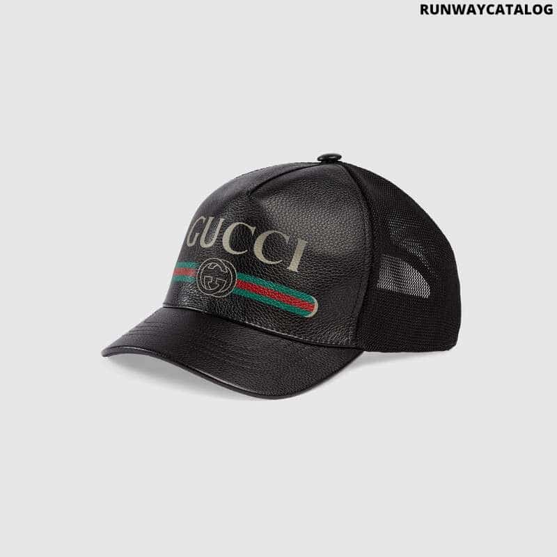 Gucci Print leather baseball hat