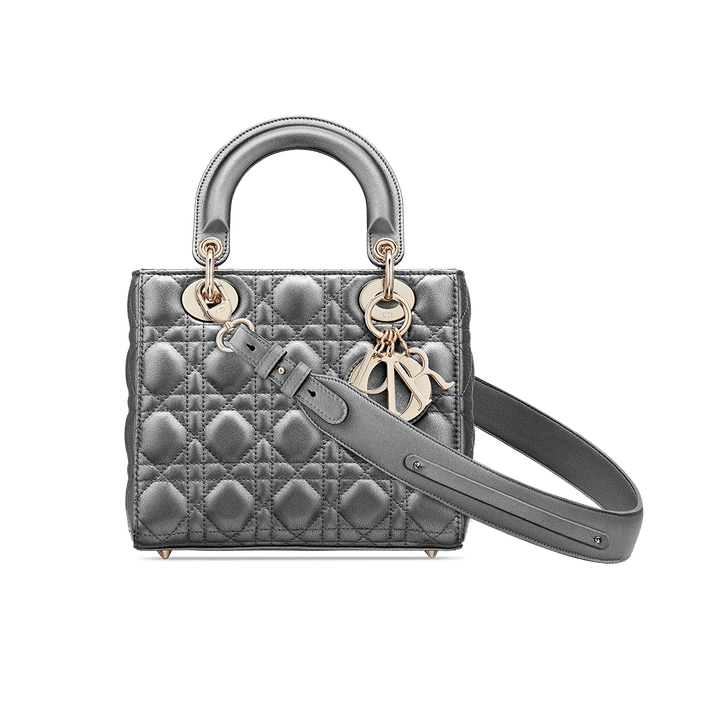 Christian Dior Steel Gray Lady Dior My ABCDior Calfskin Bag