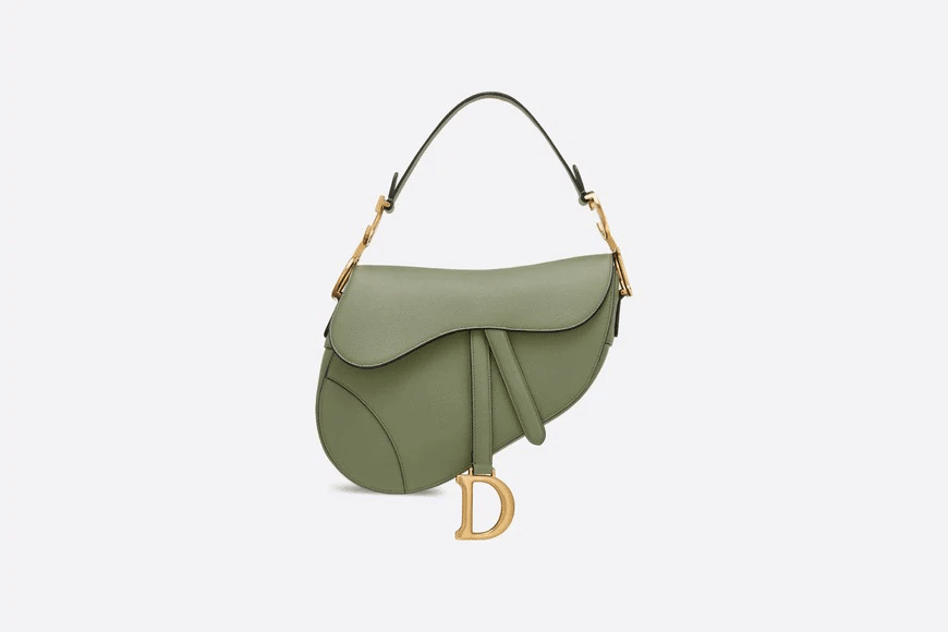 Christian Dior Dusty Jade Saddle Grain Calfskin Bag