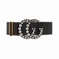 Gucci Elastic belt with crystal Double G buckle