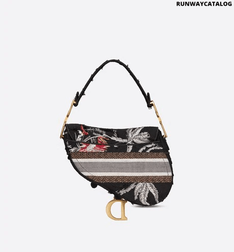 Christian Dior Black Multicolor Canvas Bag