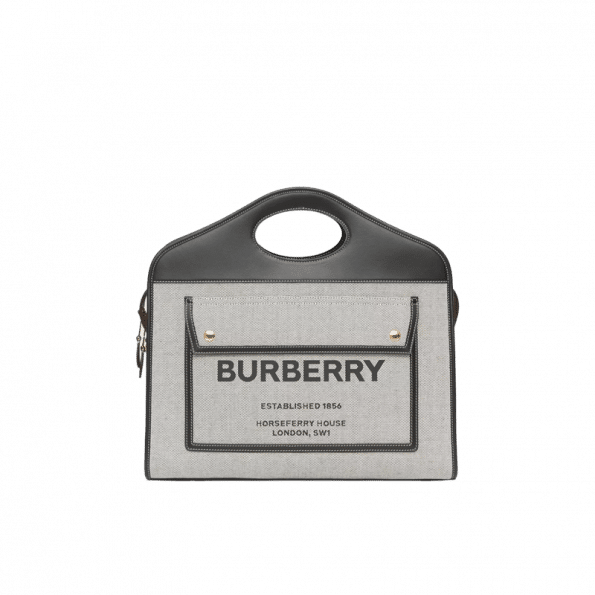 Burberry Medium Two-tone Canvas and Leather Pocket Tote