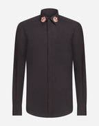 DOLCE &amp; GABBANA MARTINI FIT SHIRT IN COTTON WITH PATCH