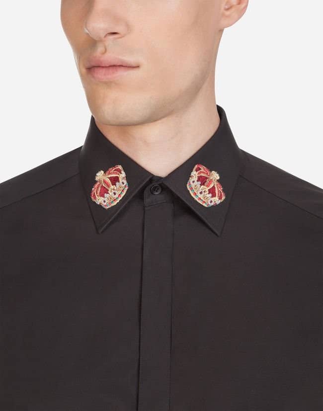 DOLCE &amp; GABBANA MARTINI FIT SHIRT IN COTTON WITH PATCH
