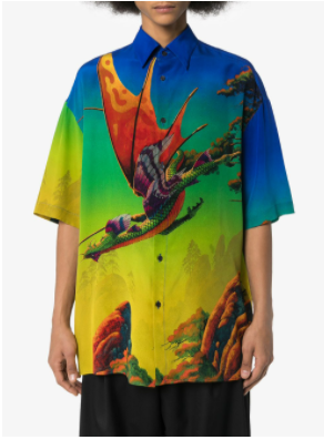 Valentino Dragon at Dawn graphic-print silk shirt
