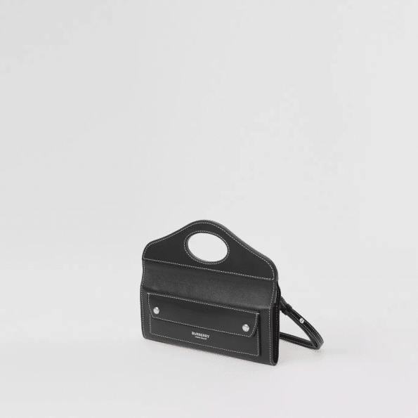 Burberry Mini Topstitched Lambskin Pocket Clutch