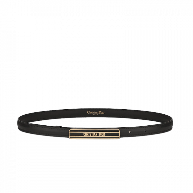 Christian Dior-ID Black Smooth Calfskin, 15 MM Belt
