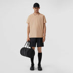 Icon Stripe Collar Cotton Polo Shirt Soft Fawn