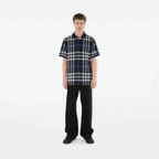 Check Cotton Polo ShirtPrice undefined Colour: White/Dark Blue