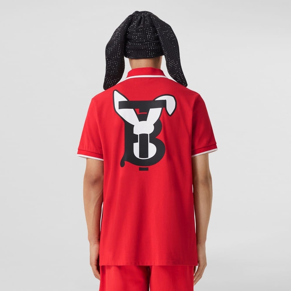 Rabbit Print Cotton Piqué Polo Shirt