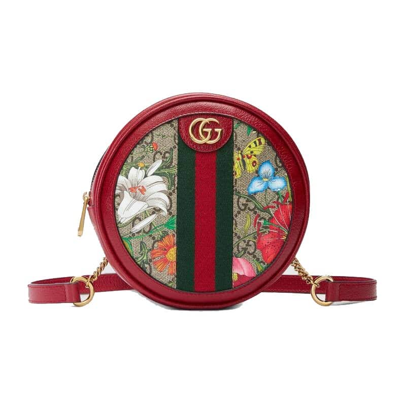 Gucci Ophidia GG Flora mini round shoulder bag