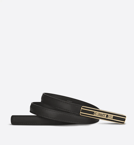 Christian Dior-ID Black Smooth Calfskin, 15 MM Belt