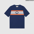 Gucci Interlocking G Stripe Print T-shirt Blue