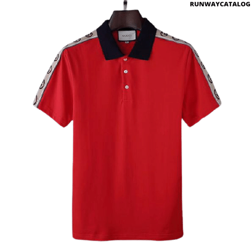 Gucci Polo with Interlocking G stripe Red