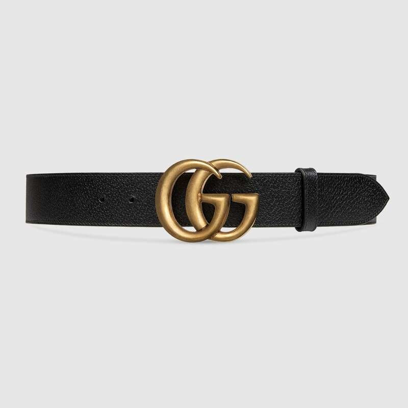 Gucci Wide leather belt with Double G buckle