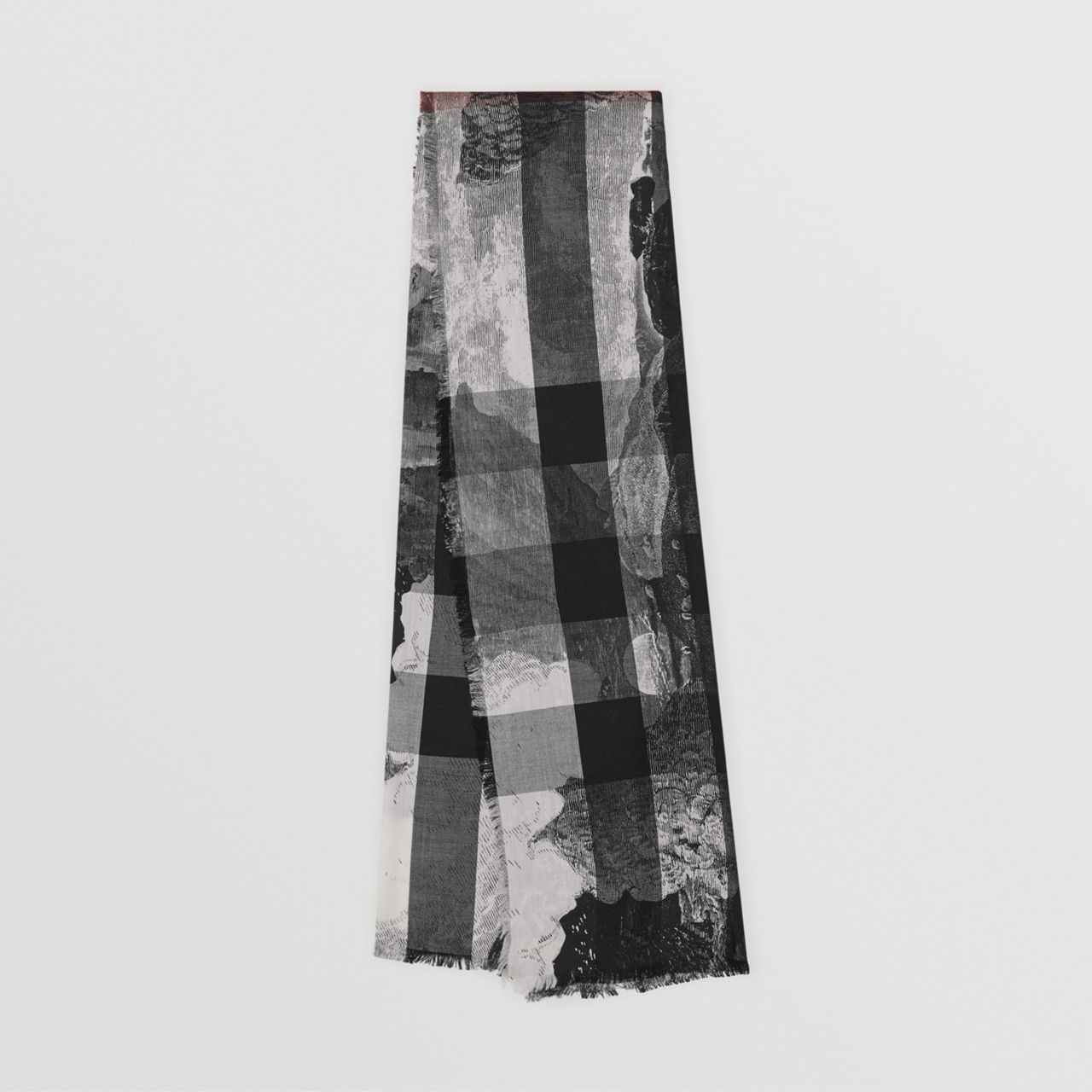 Burberry Dreamscape Print Check Lightweight Cashmere Scarf