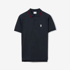 Icon Stripe Placket Cotton Piqué Polo Shirt Navy