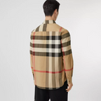 Burberry Love Print Check Stretch Cotton Oversized Shirt