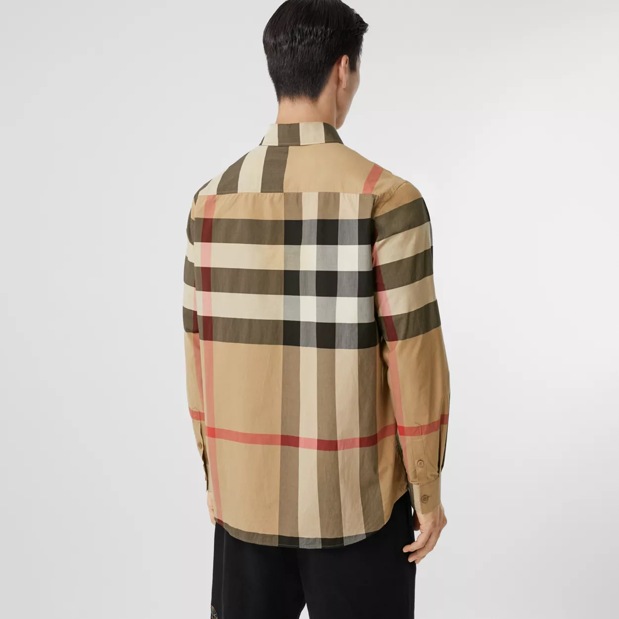 Burberry Love Print Check Stretch Cotton Oversized Shirt