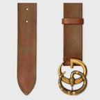 Gucci Leather belt with Double G buckle with snake