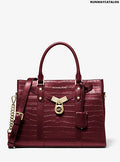 Michael Kors Nouveau Hamilton Large Crocodile Embossed Leather Satchel Bag