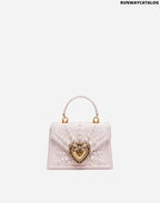 DOLCE&amp;GABBANA SMALL MOIRÉ DEVOTION BAG WITH PEARL EMBROIDERY