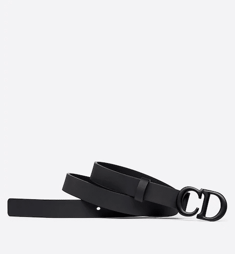 Christian Dior Saddle Women Belt Black Matte Calfskin, 20 MM
