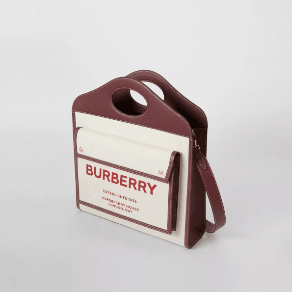 Burberry Medium Two-tone Canvas and Leather Pocket Bag