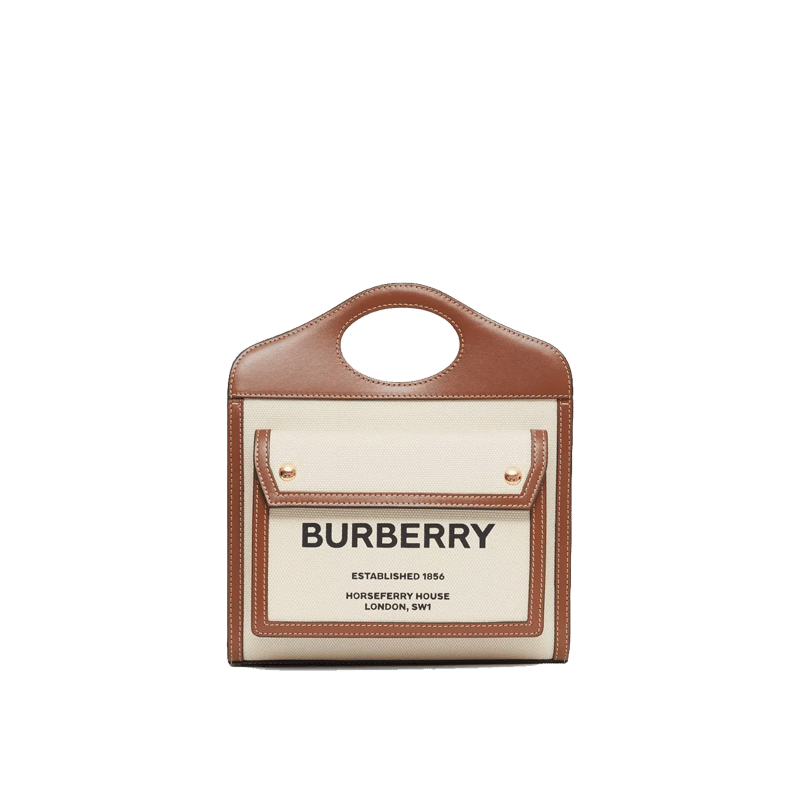 Burberry Medium Two-tone Canvas and Leather Pocket Bag