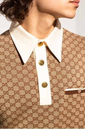 GUCCI BEIGE POLO SHIRT WITH LOGO