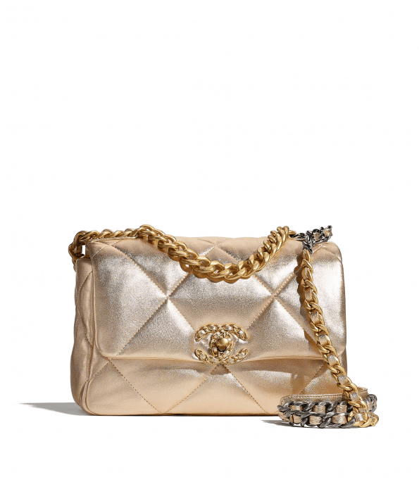 CHANEL 19 Flap Bag Gold Leather