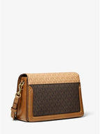 MICHAEL KORS Jessie Medium Two-Tone Logo and Leather Shoulder Bag