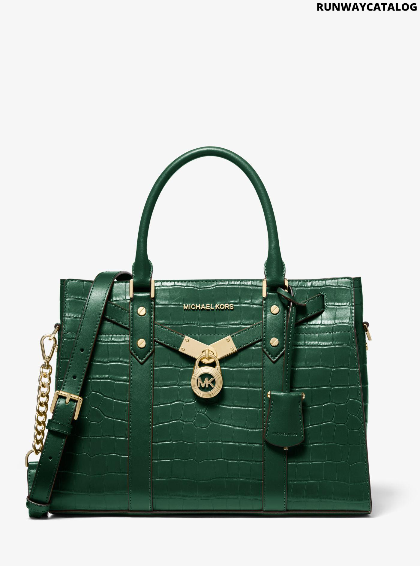 Michael Kors Nouveau Hamilton Large Crocodile Embossed Leather Satchel
