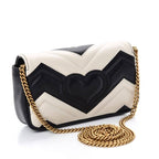 Gucci Super Mini Quilted Leather Chain Shoulder Bag, Black/White