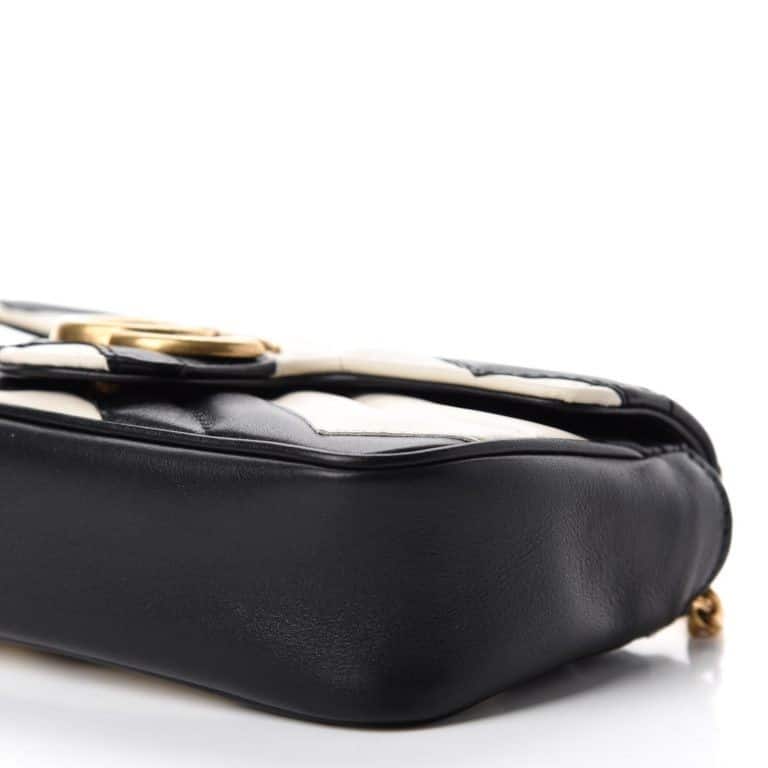 Gucci Super Mini Quilted Leather Chain Shoulder Bag, Black/White