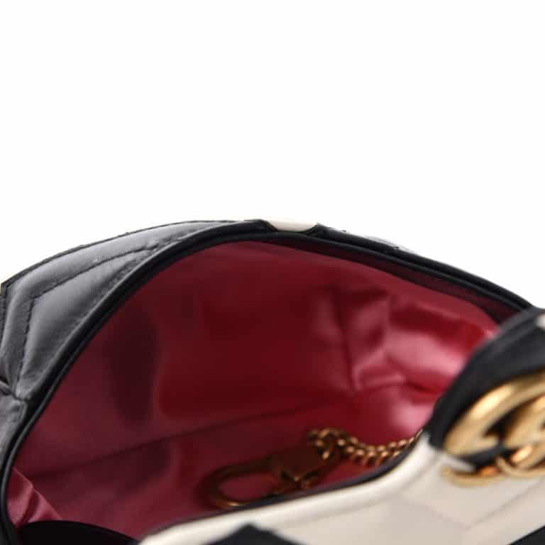 Gucci Super Mini Quilted Leather Chain Shoulder Bag, Black/White