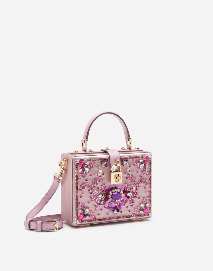 Dolce &amp; Gabbana Satin Dolce Box Bag with Bejeweled Embroidery