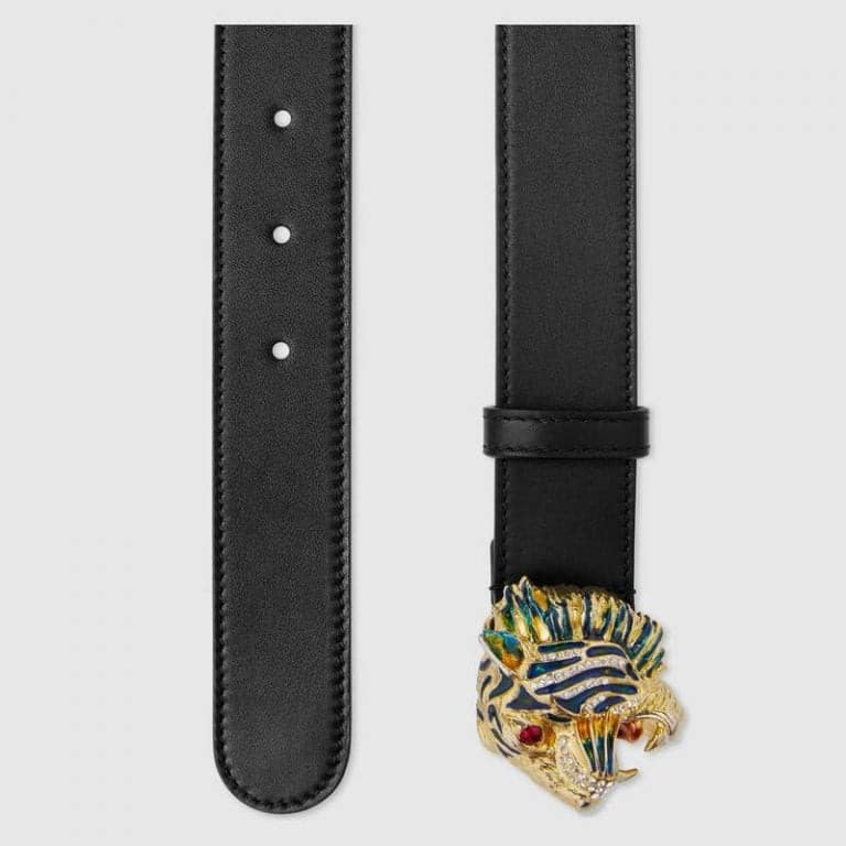 Gucci Leather belt with tiger head