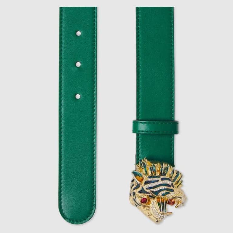 Gucci Leather belt with tiger head