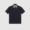COTTON POLO WITH WEB AND FELINE HEAD