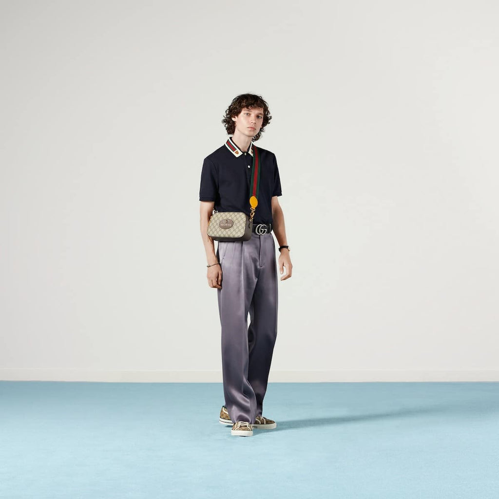 COTTON POLO WITH WEB AND FELINE HEAD