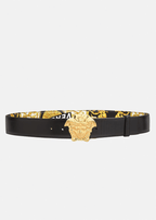 Versace La Medusa Gold Hibiscus Print Belt
