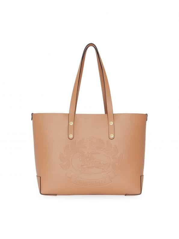 Burberry Small Embossed Crest Leather Tote Bag