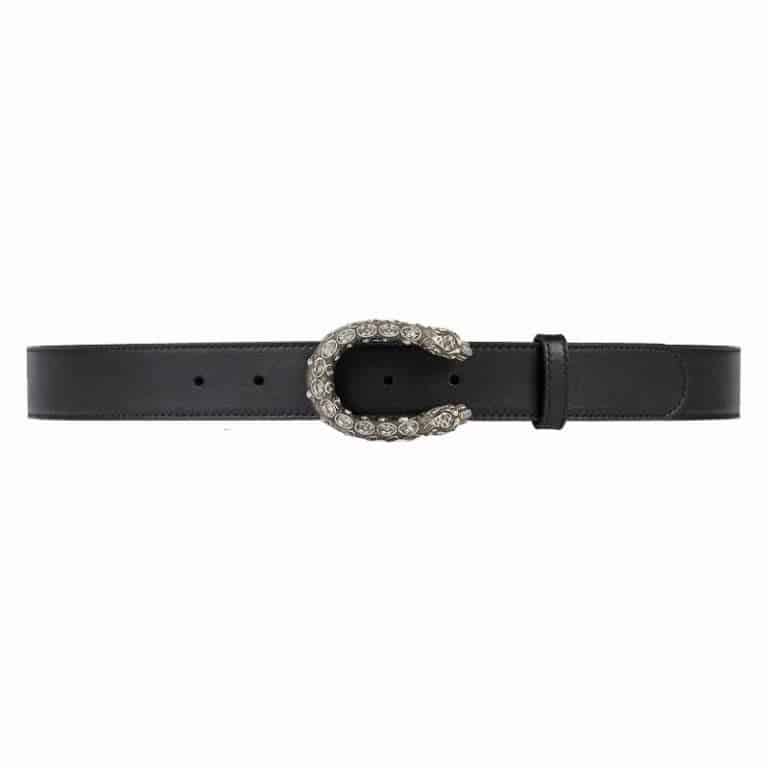Gucci Leather belt with crystal Dionysus buckle