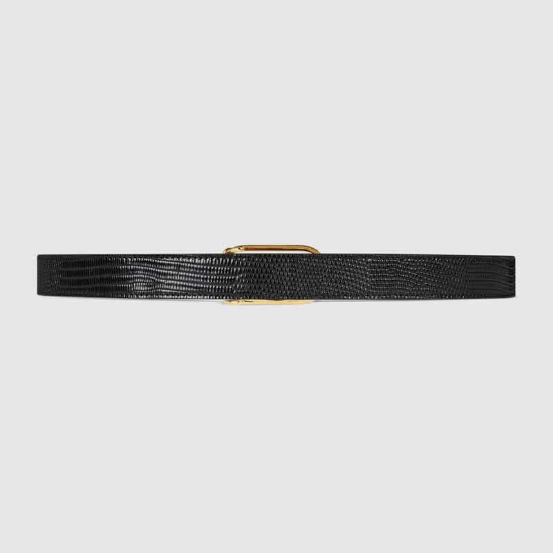 Gucci Lizard Belt with Interlocking G Horsebit Buckle