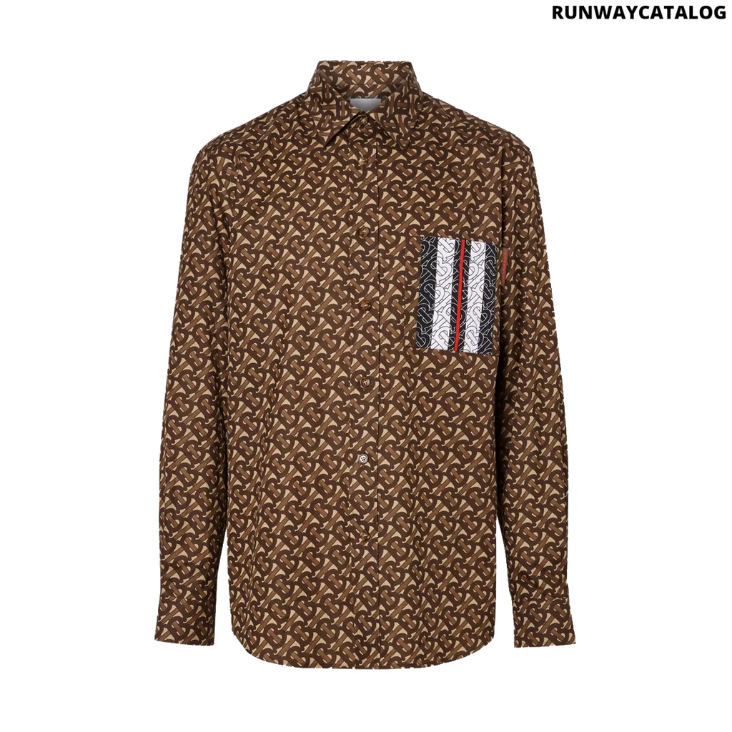 Burberry Monogram Stripe Print Cotton Shirt